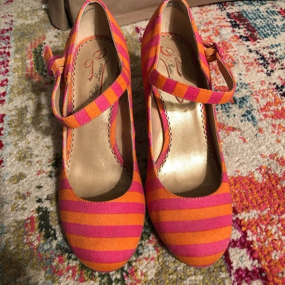 Poetic License Red and Orange 🍊 Stripe Mary Janes - Picture 1 of 6